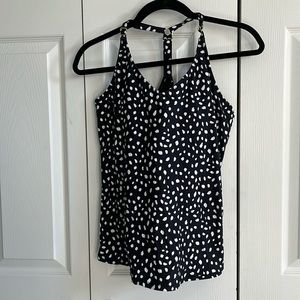Underwire tankini bathing suit top size 8, black and white polka dot